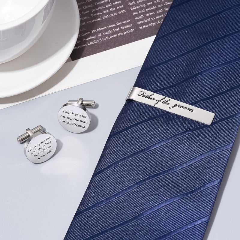 Jeka Father of The Bride and Groom Gifts - Wedding Tie Bars & Cufflinks - Keepsake Anniversary Jewelry for Men - Image 2